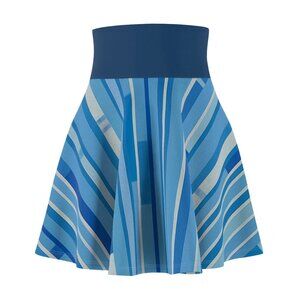 Striking Blue Striped Skater Skirt